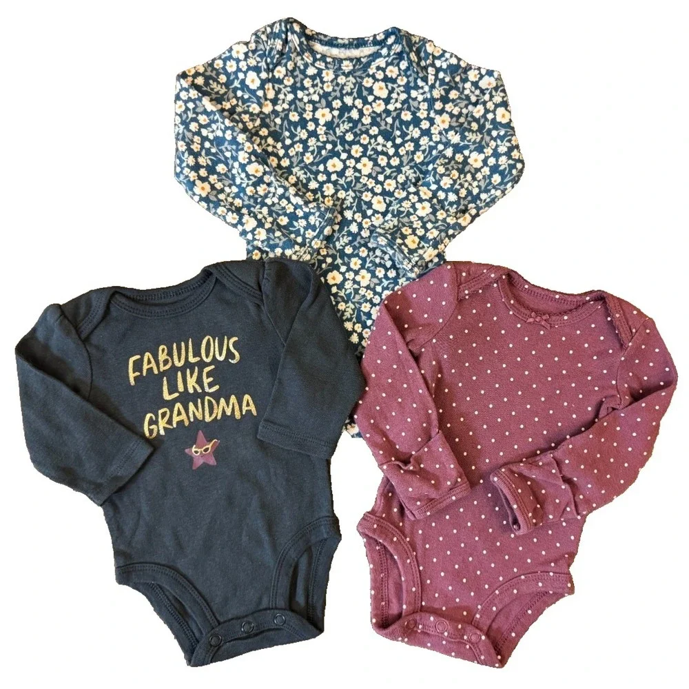 Carters Baby Girl Newborn Outfits Tee‎ Shirts L/S Bodysuits Clothes Lot Grandma